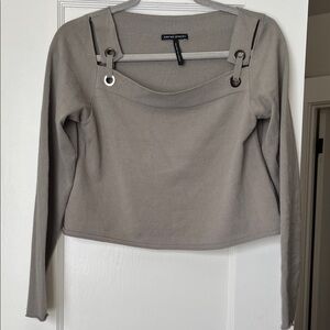 Sarah Pacini Sage Long Sleeve Crop Top